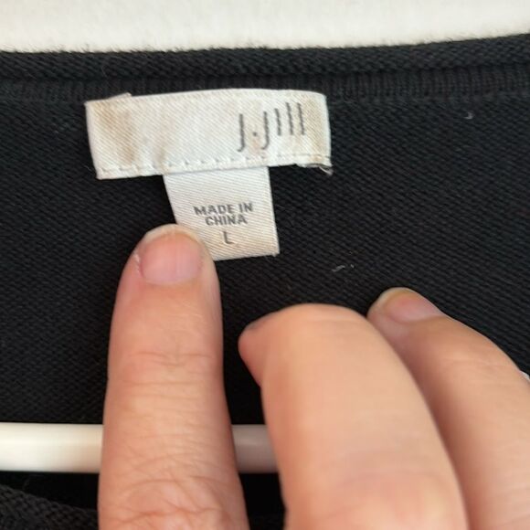 J. Jill Women Argyle Wool blend knit red black sweater long sleeve size Large! - Picture 4 of 8